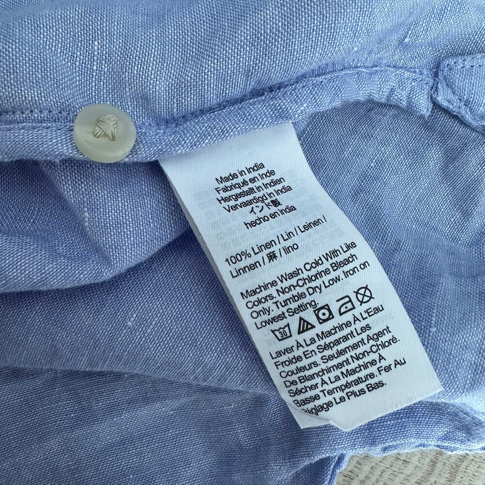 J. Crew Relaxed Fit Short Sleeve Baird McNutt Irish Linen Shirt Blue XXL AY665 - Picture 8 of 12